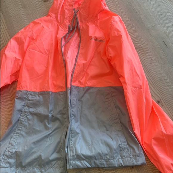 Columbia' Bright Orange and Gray Raincoat wind breaker - Picture 1 of 3